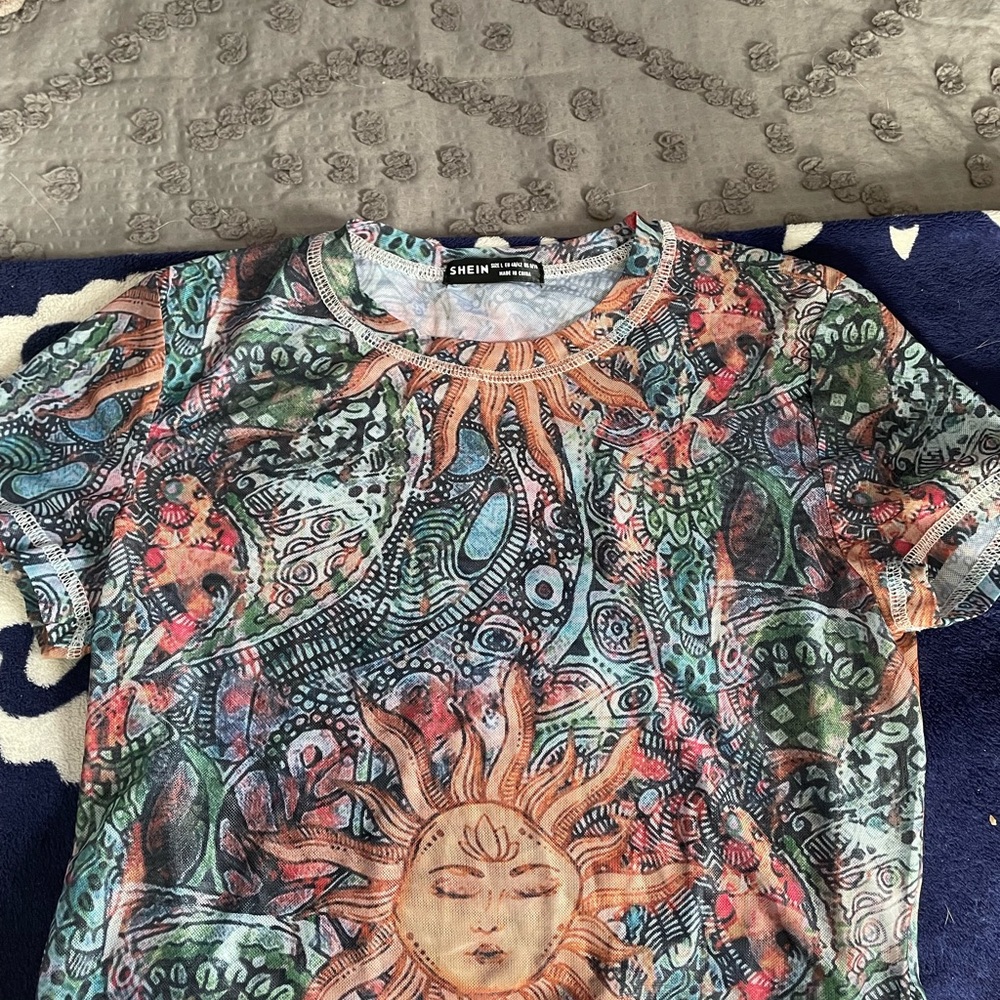 Shien sun print mesh top